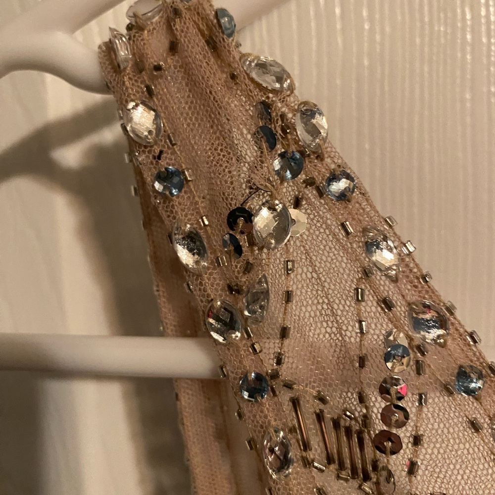 Xscape Aqua Dress with Beaded Straps - Picture 4 of 9